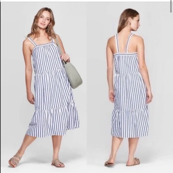 Universal Thread Dresses Target Universal Threads Blue And White Striped Cotton Midi Dress